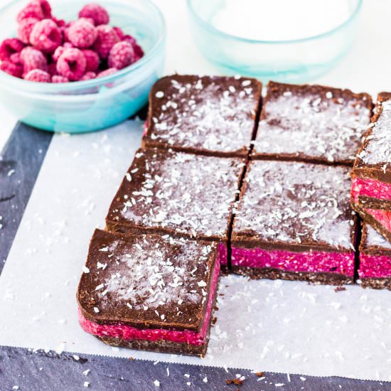 Raw Chocolate Raspberry Slice