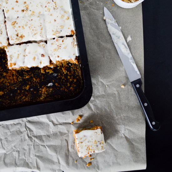 Carrot cake bars with maple icing