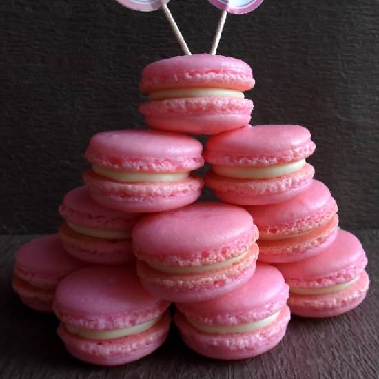 Strawberry White Chocolate Macarons