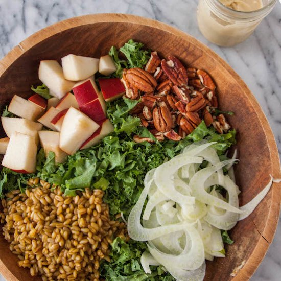 Kale & Pear Salad w/ Maple Tahini