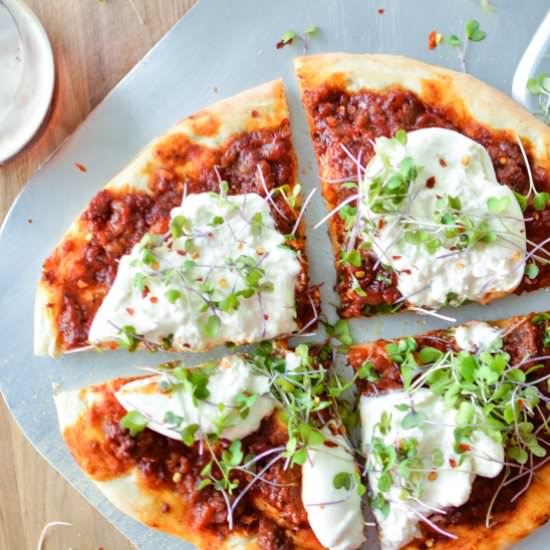 Smoky Sausage and Burrata Pizza