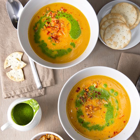 Swirly Butternut squash & Kale Soup