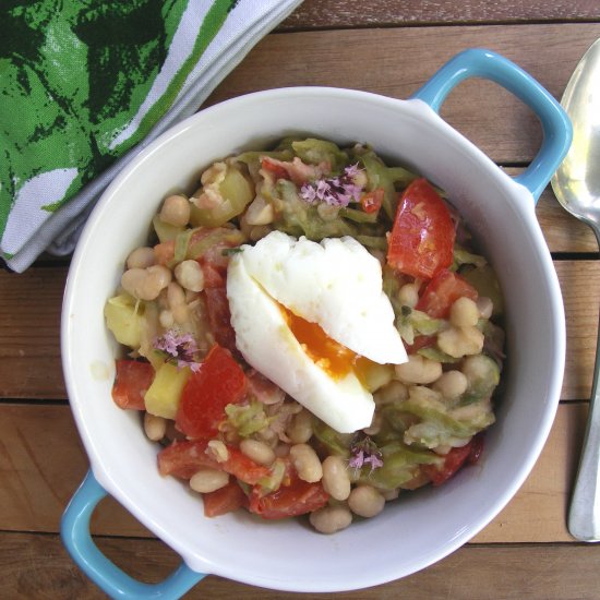 Cassoulet with beans & poached egg