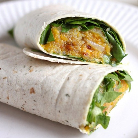 Caramelised butternut burritos