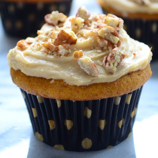 Pumpkin Cupcakes w/Caramel Frosting