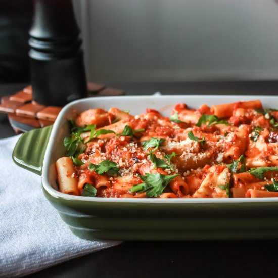 Roasted Eggplant Mozzarella Pasta