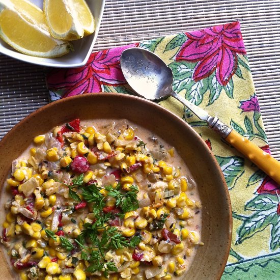 Smoky, Spicy Roasted Corn Soup