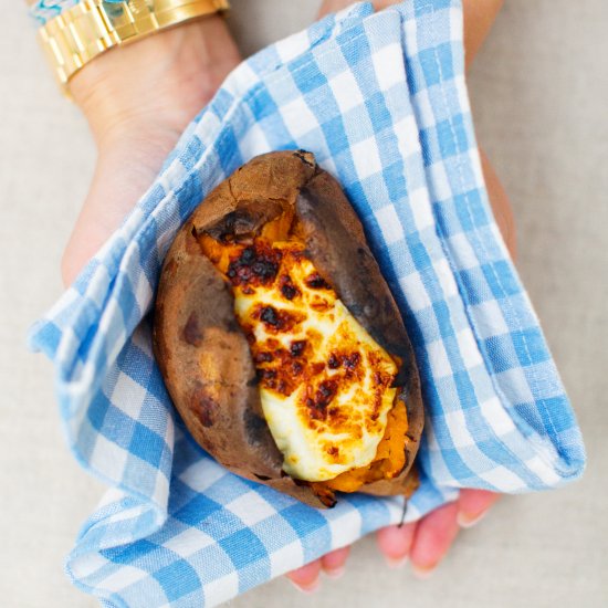 Goat Cheese Stuffed Sweet Potatoes