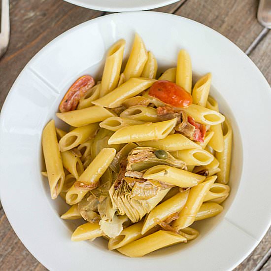 Artichoke Hearts and Caper Pasta