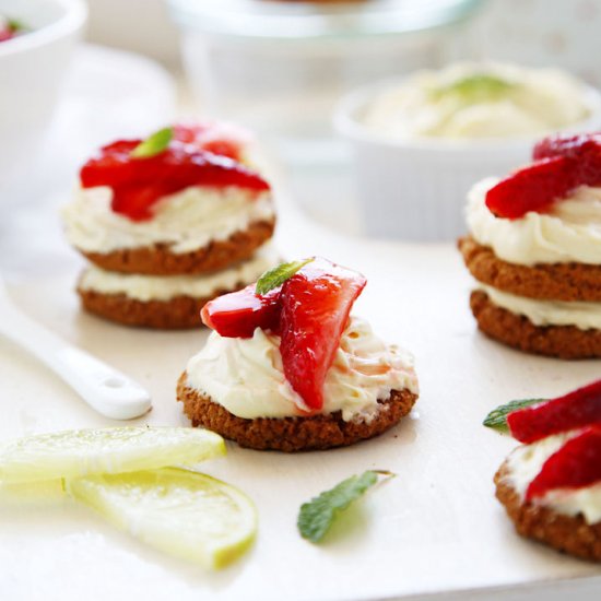 Mini Lime & Strawberry Cheescakes