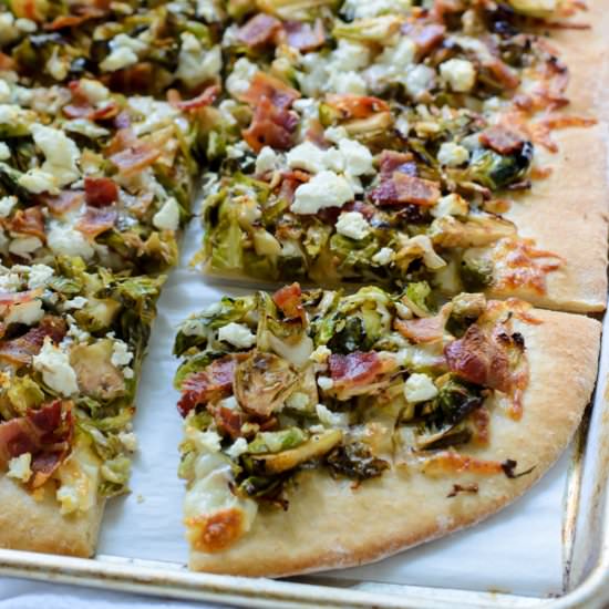 Brussels Sprouts Bacon Feta Pizza