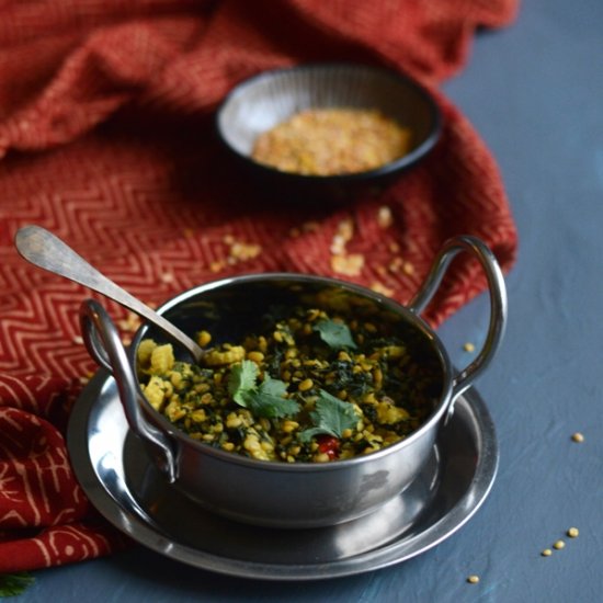 Spinach, Baby Corn and Mung Dhal