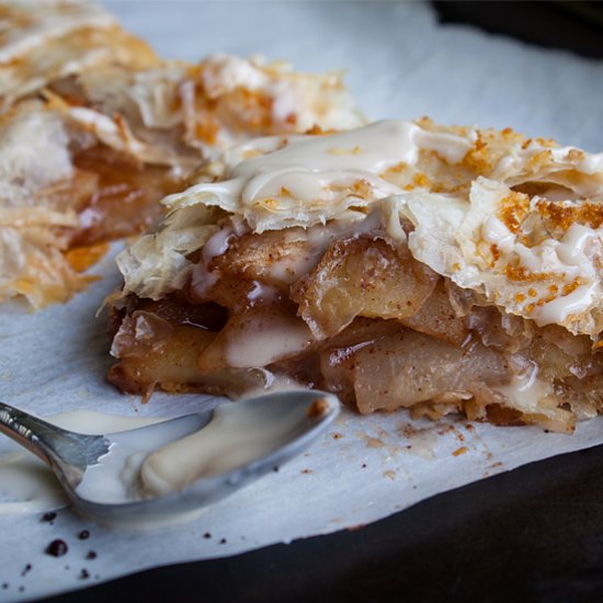 Apple Pear Strudel with Maple Glaze