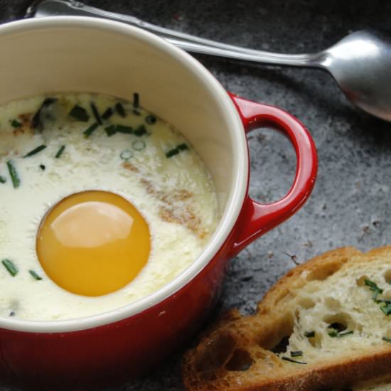 Eggs en Cocotte with Blue Cheese