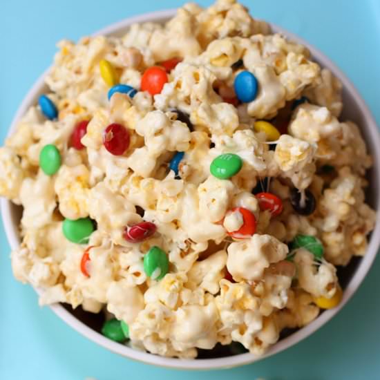 White Chocolate Popcorn with M&M’s