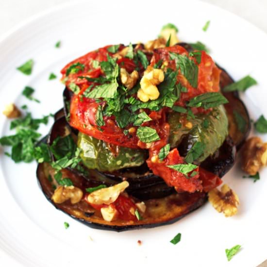 Fried Eggplant with Green Peppers