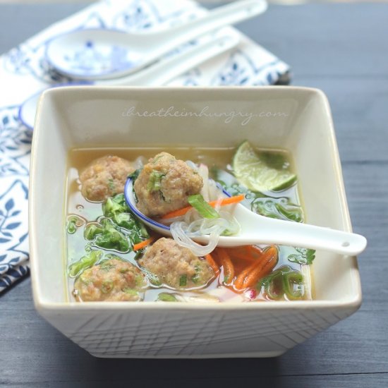 Potsticker Meatball Noodle Soup