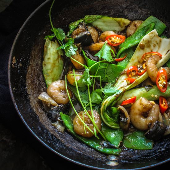 Prawn and Eggplant Hoisin Stir-Fry