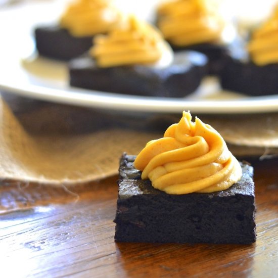 GF Brownies with Pumpkin Frosting