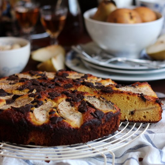 Chocolate and Pear Almond Cake