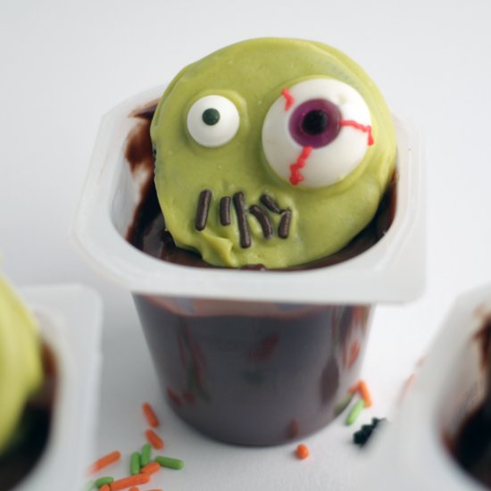 Zombie Halloween Pudding Cups