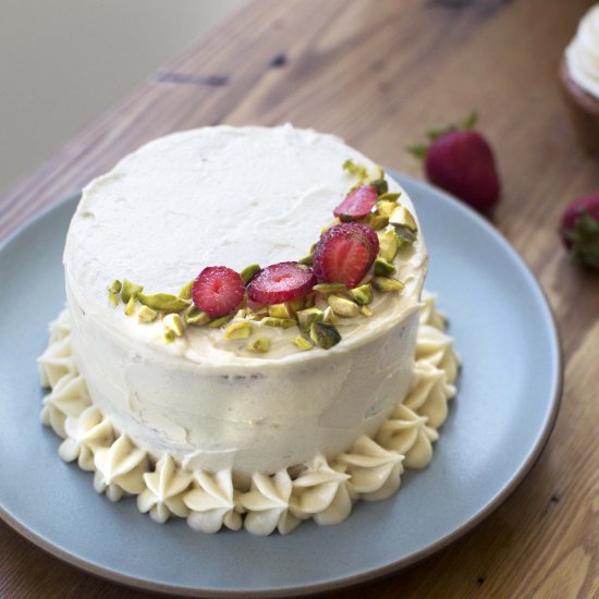 vegan lemon strawberry layer cake