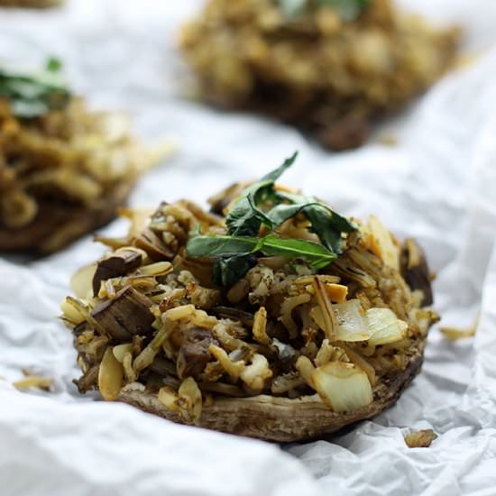 Wild Rice Stuffed Portobellos