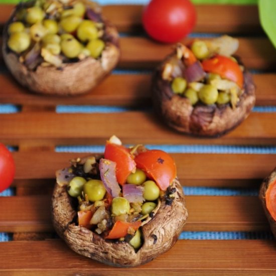 Peas & Garlic Stuffed Mushrooms