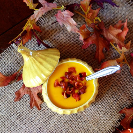 Squash Soup with Chantrelles/Bacon