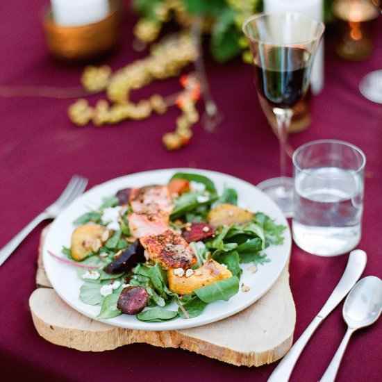 Roasted Vegetable & Salmon Salad