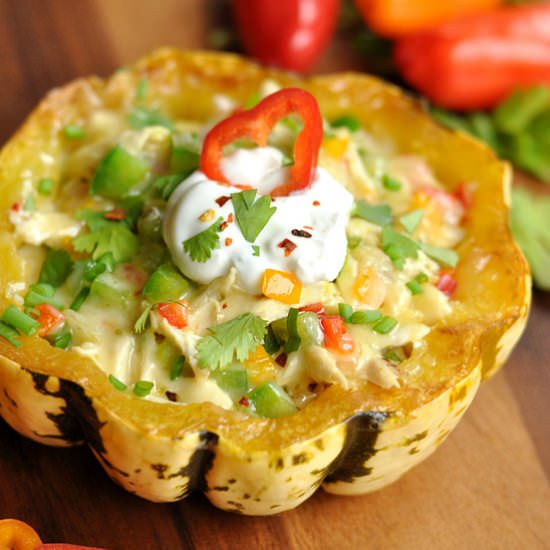 Chicken Enchilada Stuffed Squash