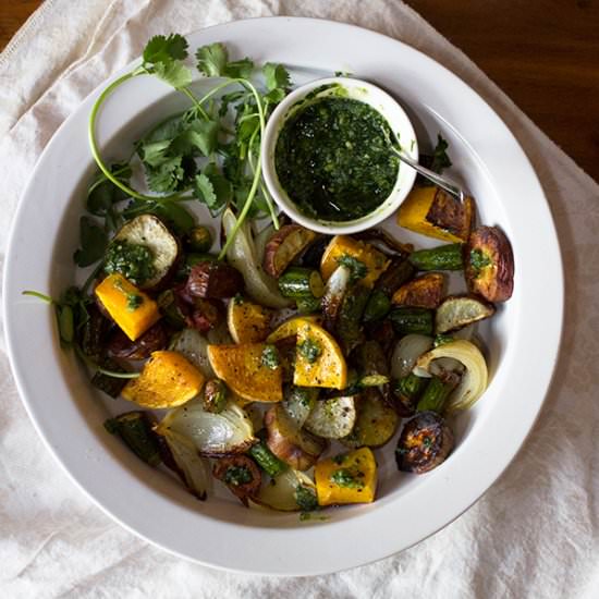 Grilled Veg with Coriander Pesto