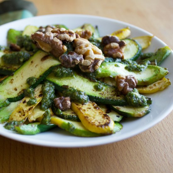 Sauteed Squash with Kale Pesto