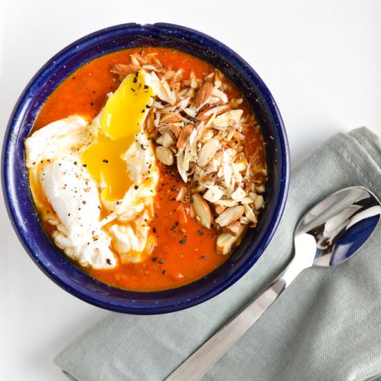 Tomato Soup w/ Poached Egg & Almond