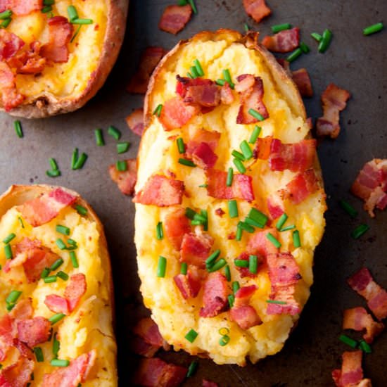 Cheddar Bacon Twice-Baked Potatoes