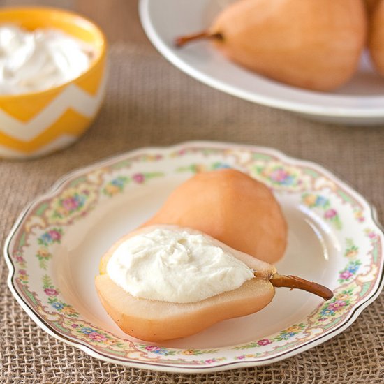 Poached Pears & Honey Goat Cheese