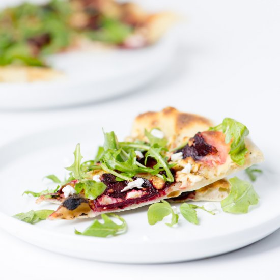 Beet, Arugula, Feta Pizza