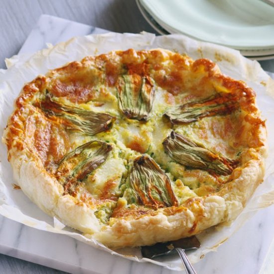 Zucchini flower quiche