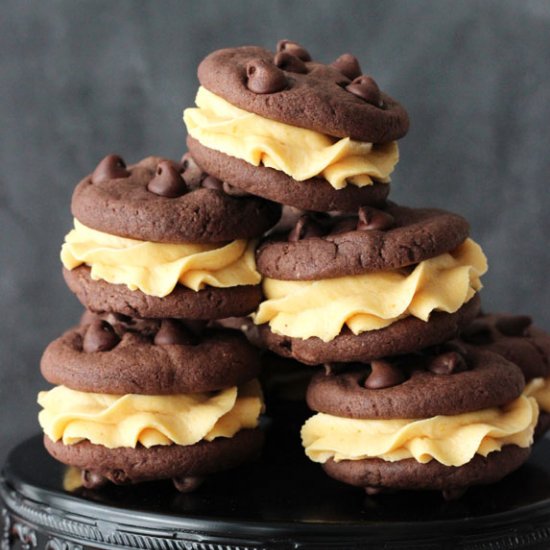 Pumpkin Chocolate Cookie Sandwiches