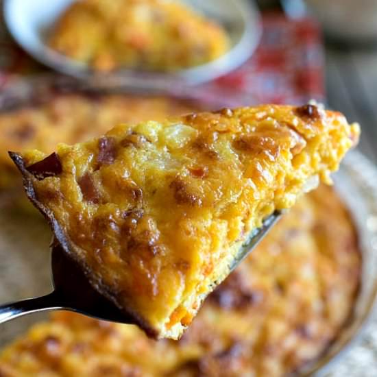 Crustless Ham & Cheddar Quiche