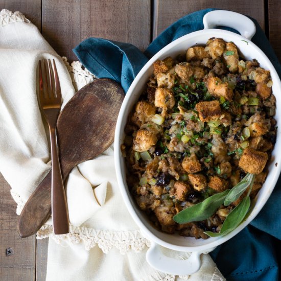 Blueberry Sausage Brioche Stuffing