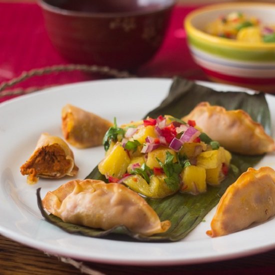 Pork Pot Stickers & Pineapple Salsa