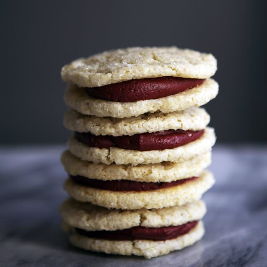 Reverse Red Velvet Sandwich Cookies