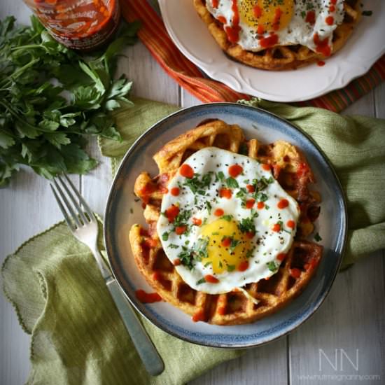 Cheddar Sausage Cornmeal Waffles