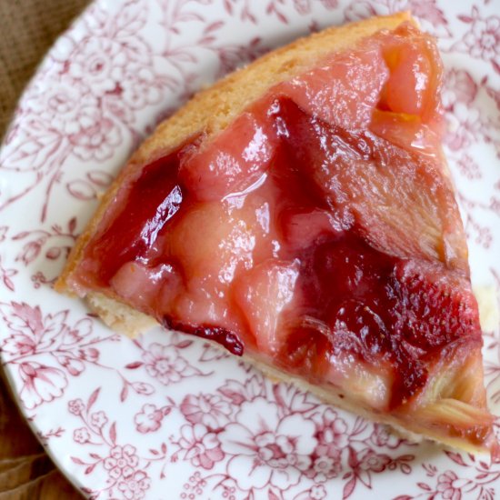 Strawberry Rhubarb Upside-down Cake