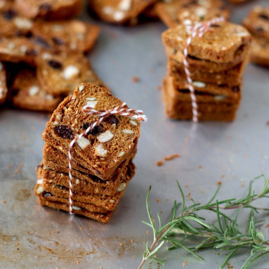 Rosemary Raisin Pecan Crisps