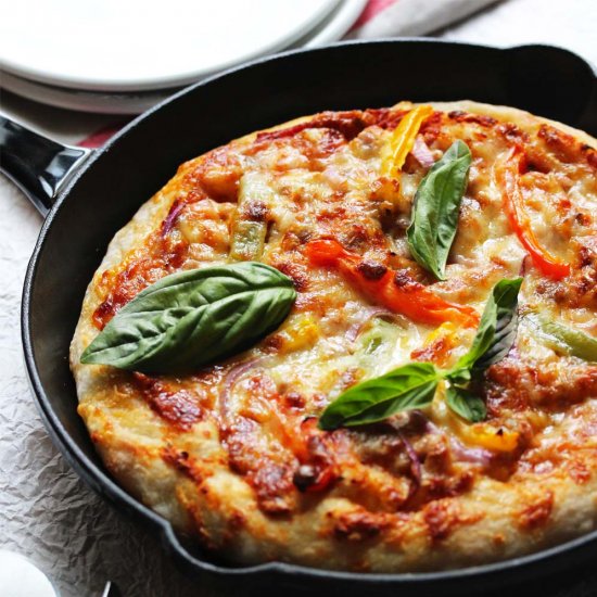 Sausage and Peppers Skillet Pizza