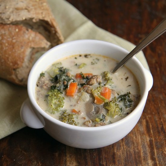 Sausage, Broccoli, and Kale Chowder