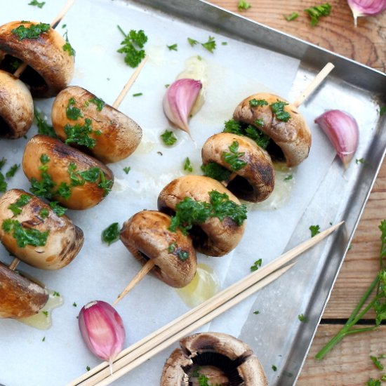 Garlic Mushroom Skewers