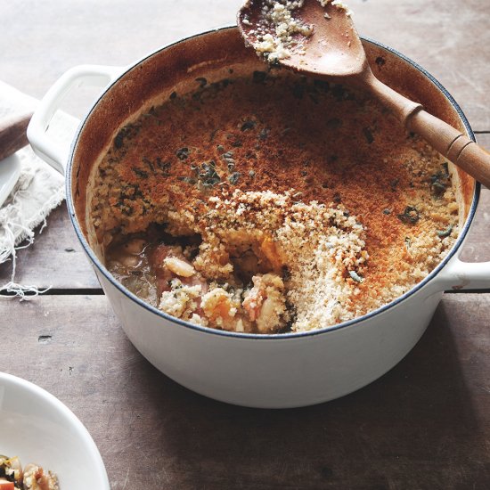 Cassoulet with Squash, Bacon, Kale